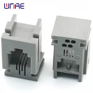 RJ11-616P Gray Without LED Lights Network Socket Connector Interface Telephone Socket