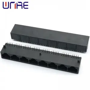 RJ45-59-1X8 Full Plastic Black Unshielded Crystal Head Network Socket Connector Interface