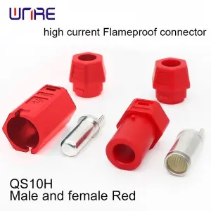 QS10H High current flameproof connector Male and female Black/Red 180A Silver-plated brass Chargers Lithium Batteries