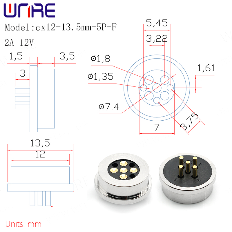 Waterproof Male Female Magnetic Connector 5Pin3