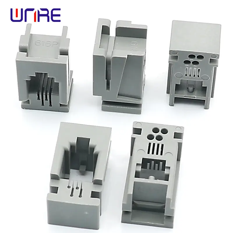 RJ11-616P Gray Without LED Lights Network Socket Connector2