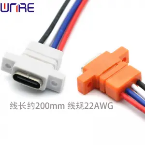 Front lock screw 4P Port TYPE-00160 Fast Charging Data Cable Female USB Power Connector