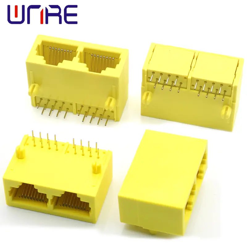 5Pcs RJ45-59-1X2 Full Plastic Yellow Unshielded Network Socket Connector Interface1