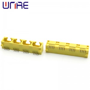 Mini RJ45-1X4 No.2 Yellow 8P8C Crystal Head Four Ports Network Socket Connector Interface