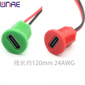 Thread With Wires 2P Circular Type-c-00120 Fast Charging Data Cable Port Socket USB Power Connector