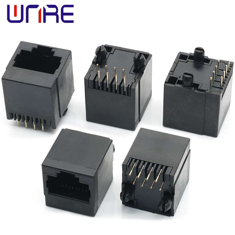 RJ45-524 Full Plastic-hole 8P8C Black Connector1