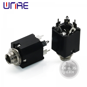 Headphone Socket CK-6.35-630V Audio Connection Device, Black, 5-pin