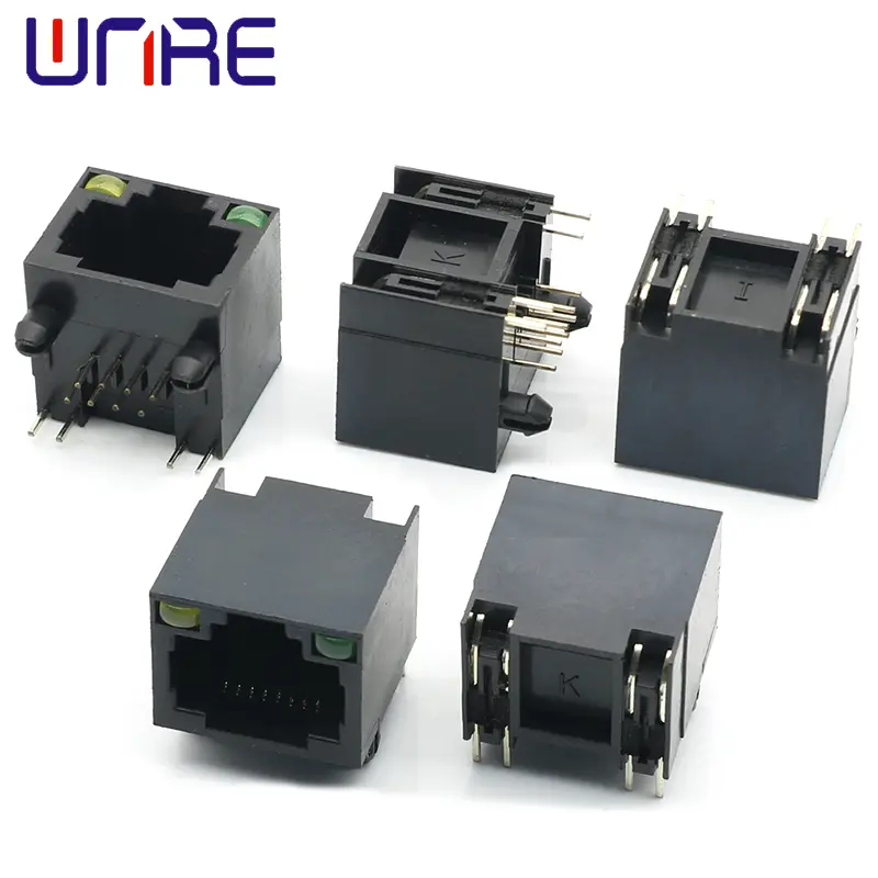Single Port RJ45-56 With Light All Plastic 8P8C Network Socket Connector Interface Socket1