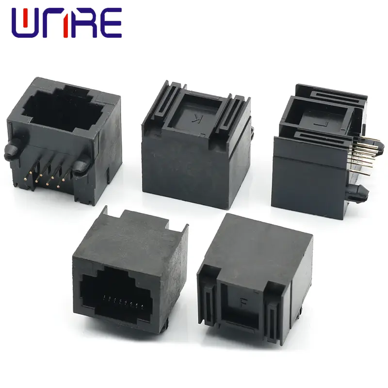 RJ45-56 Without Light All Plastic Crystal Head Female 8P8C Black Network Socket Connector Interface1