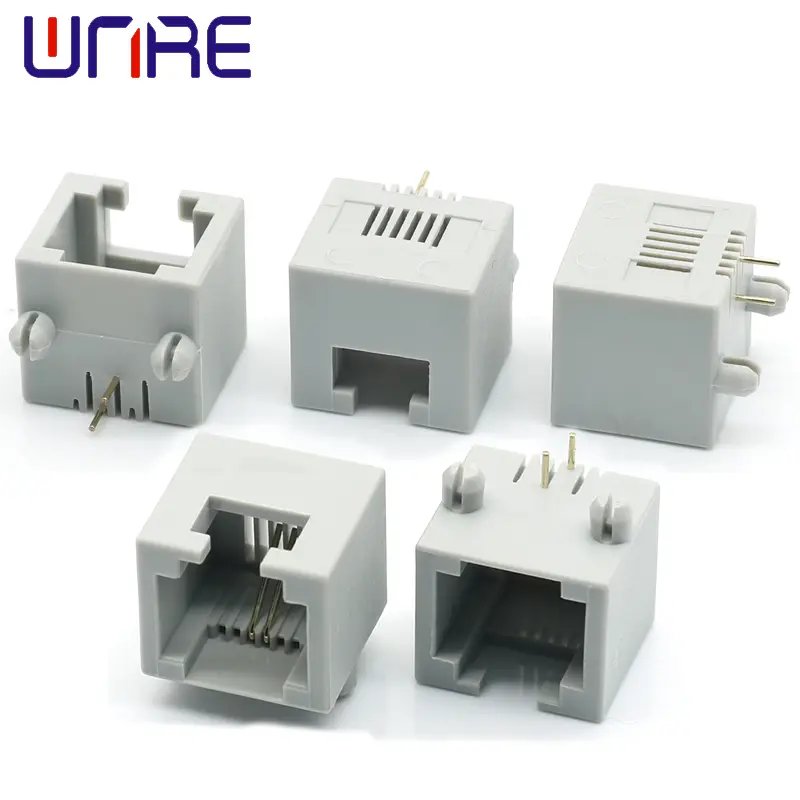 Small RJ11-6P2C Gray Without LED Lights Crystal Head Socket Network Socket Connector Interface1