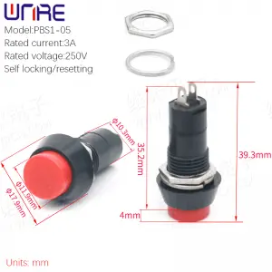 PBS1-05 Circular Small Self locking/resetting Waterproof Button Switch Car Horn Handle Switch