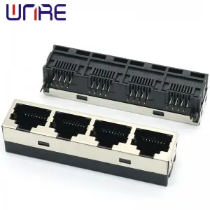 RJ45-55-1X4 Half Pack Black Network Socket Connector Interface Female 4-port Telephone Socket