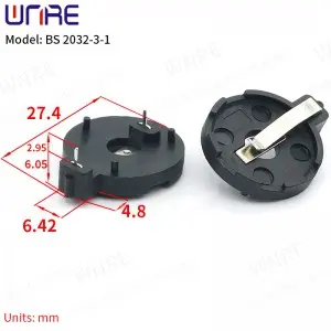 BS2032-3-1 Button Cell Battery Socket Black BS Battery Holder Case Box Coin Cell Socket 5Pcs