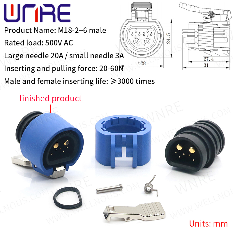 18 2+6 Lithium Battery Connector 500V AC Charging Energy Storage Connector Male Female Plug4