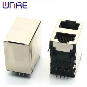 RJ45-59B-2X1 With Shell Dual Interface Network Socket Connector Interface With Shielding Socket