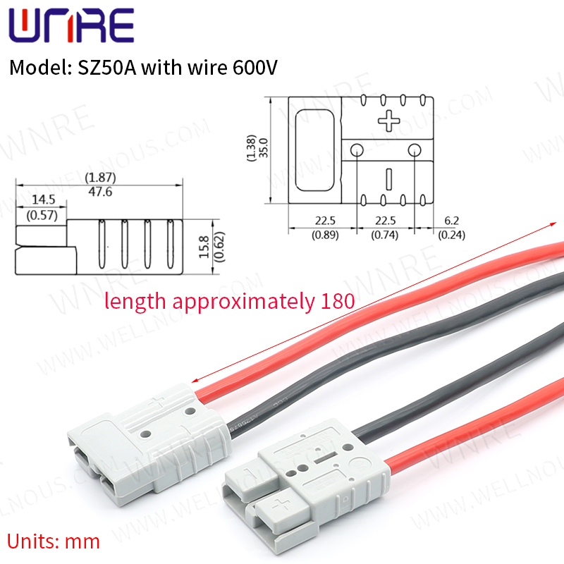 Charging Socket Port SZ50A With Wire Wiring Terminal Plug Battery Interface Energy Storage Connector3