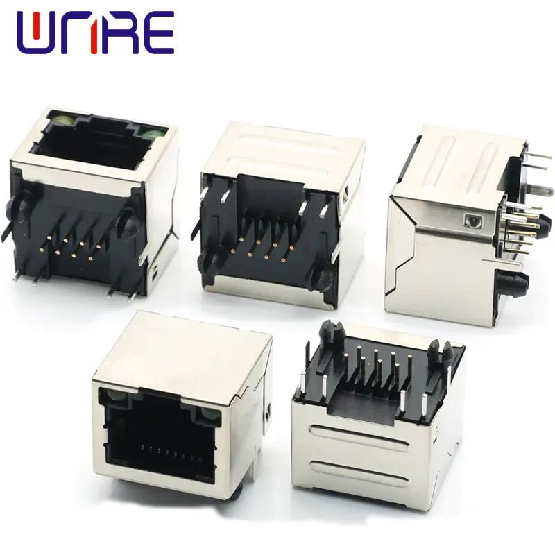 RJ45-56 With Light And Shell New Module Connector 8P8C Crystal Network Socket Connector Interface1