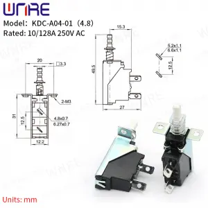 KDC-A04-01 4.8 Power Switch Home Appliance Switch With Spring Self-locking Button Accessories