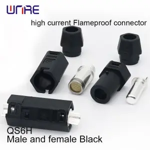 QS6H High current flameproof connector Male and female Black and red 60A PA66 Silver-plated brass