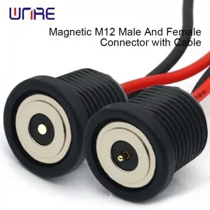 Magnetic M12 male and female connector with cable Threaded Waterproof High-Power Charging Port PogoPin Contacts