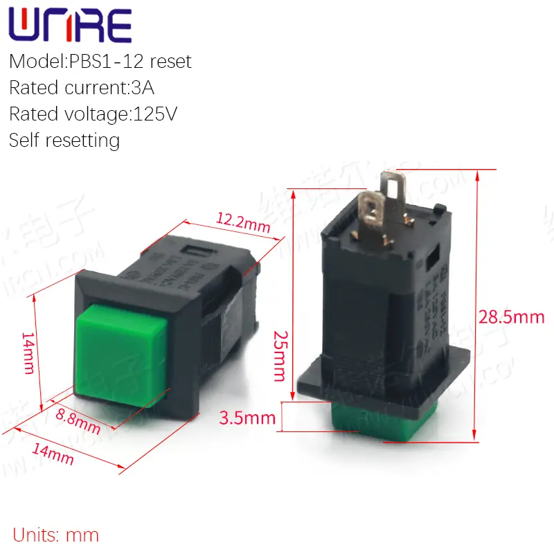 DS Button Square PBS1-12 Self Resetting Small Waterproof Button Power Switch