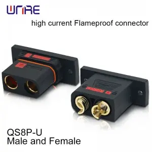 QS8P-U High current flameproof connector Male and female 130A PA66 Gold-plated brass Energy Storage