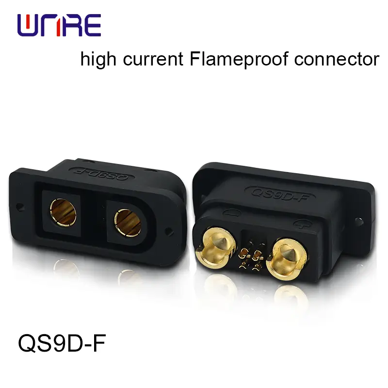 QS9D-F High current flameproof connector 160A PA66 Gold-plated brass RC Models
