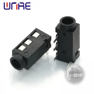 PJ-320A Headphone socket, Black, 4 pins, small, practical