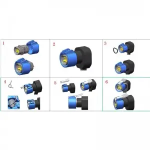 M18 2+6 Lithium Battery Connector 500V AC Charging Energy Storage Connector Male Female Plug