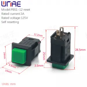 DS Button Square PBS1-12 Self Resetting Small Waterproof Button Power Switch