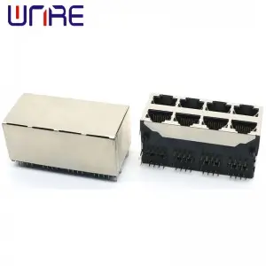 RJ45-59B-2X4 Double-layer Connected With Shell Network Socket Connector Interface Crystal Head
