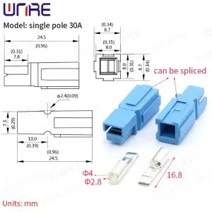 Single Pole 30A Connector Plug Charging Socket Port Battery Interface Energy Storage Connector