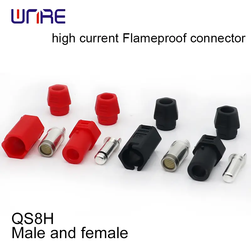 1.QS8H High current flameproof connector Male and female BlackRed 110A PA66 Silver-plated brass Chargers