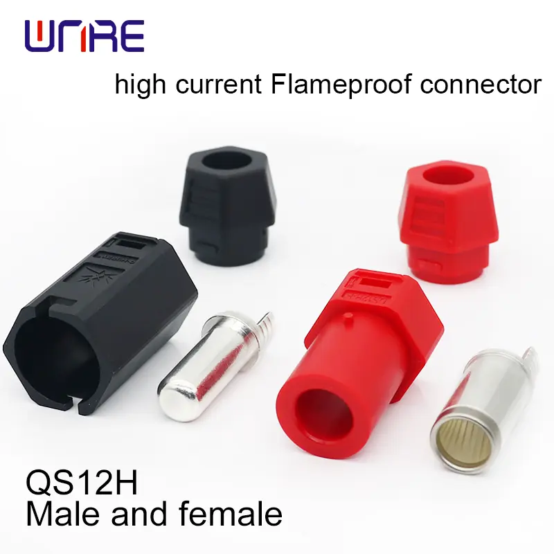 QS12H High current flameproof connector Male and female Black/Red 260A Silver-plated brass