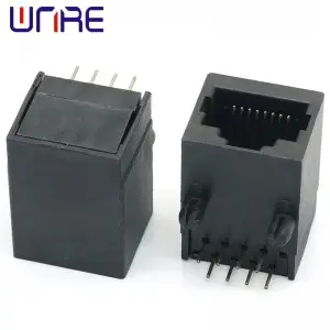 RJ45-59 Single Port Full Plastic 10P8C Black Network Socket Connector Interface Connector