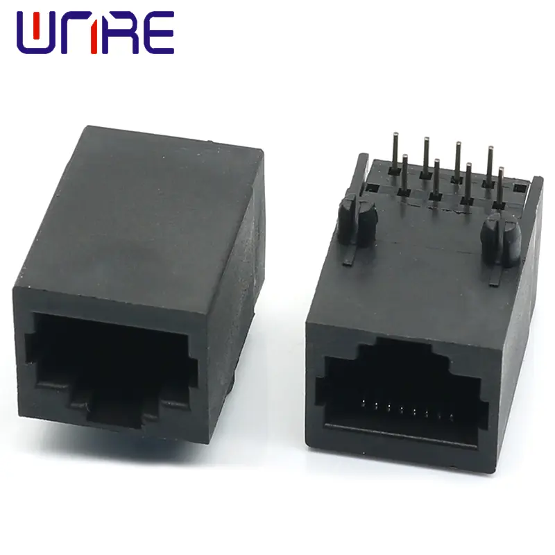 RJ45-59 Single Port Full Plastic 10P8C Black Network Socket Connector Interface Connector1