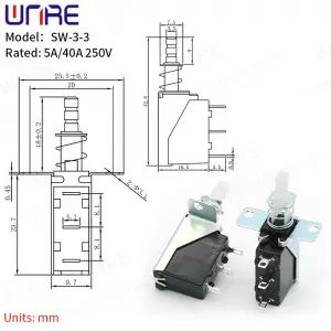 Self-locking Power Switch SW-3-3 White Handle 3pin Home Appliance Switch Button Accessorie