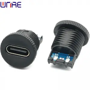 TYPEC-00060 Circular Thread Cordless Fast Charging USB Connector Waterproof Female Power Socket