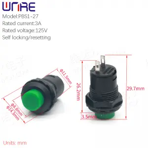 Circular DS Button Small Switch PBS1-27 Self-locking/self Resetting Waterproof Button