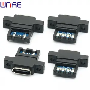 TYPE-C-00300 Front Lock Screw Waterproof With Ears Fast Charging Socket USB Power Connector