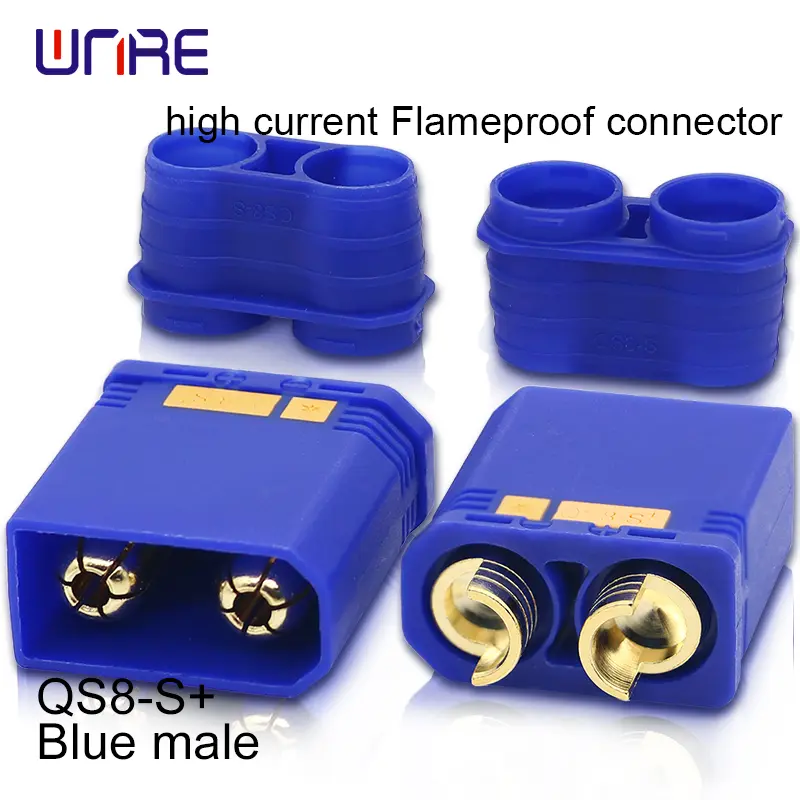 QS8-S High current flameproof connector Male and female Black/Blue 130A PA66 Gold-plated brass Lithium Batteries