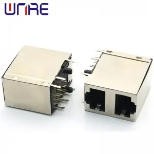 RJ45-59B-2X1 With Shell Dual Interface Network Socket Connector Interface With Shielding Socket