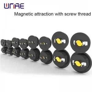 Magnetic Attraction With Screw Thread Male Female Connector PogoPin Contacts High-Power Circular Magnetic Charging