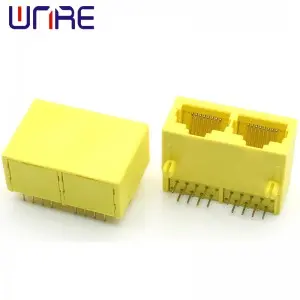 5Pcs RJ45-59-1X2 Full Plastic Yellow Unshielded Network Socket Connector Interface
