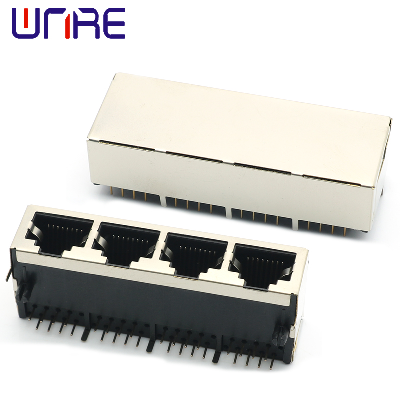 RJ45-59-1X4 With Shielding With Shell Crystal Head Female Network Socket Connector Interface1