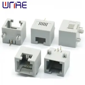 Small RJ11-6P2C Gray Without LED Lights Crystal Head Socket Network Socket Connector Interface