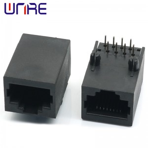 RJ45-59 Single Port Full Plastic 10P8C Black Network Socket Connector Interface Connector
