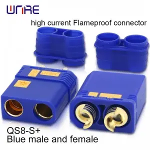 QS8-S High current flameproof connector Male and female Black/Blue 130A PA66 Gold-plated brass Lithium Batteries