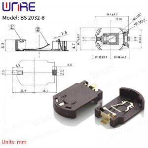 BS-2032-8 Black BS Battery Holder Case Box Coin Cell Button Cell Battery Socket 5Pcs