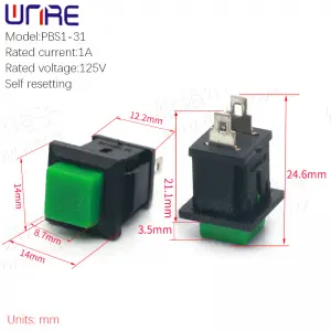 PBS1-31 DS Button Square Self Resetting Waterproof Small Button Electronic Device Power Button